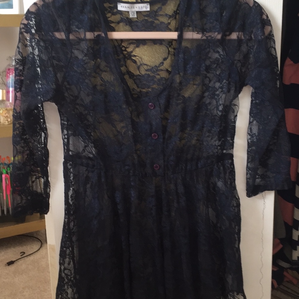 Navy blue lace shirt